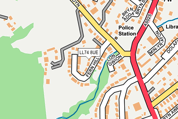 LL74 8UE map - OS OpenMap – Local (Ordnance Survey)