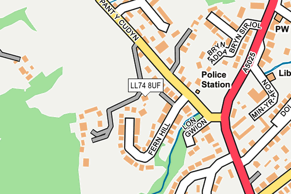 LL74 8UF map - OS OpenMap – Local (Ordnance Survey)