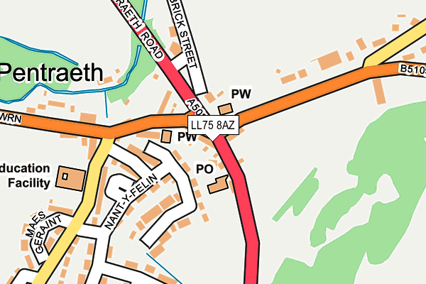 LL75 8AZ map - OS OpenMap – Local (Ordnance Survey)