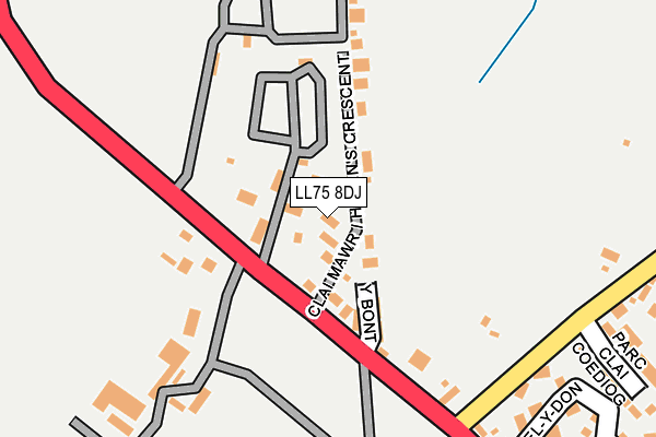 LL75 8DJ map - OS OpenMap – Local (Ordnance Survey)