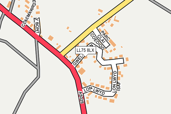 LL75 8LX map - OS OpenMap – Local (Ordnance Survey)