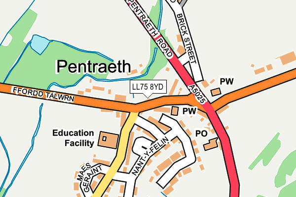 LL75 8YD map - OS OpenMap – Local (Ordnance Survey)