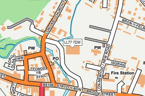 LL77 7DW map - OS OpenMap – Local (Ordnance Survey)