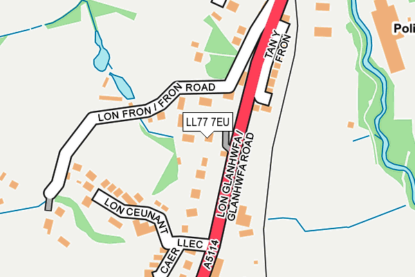 LL77 7EU map - OS OpenMap – Local (Ordnance Survey)