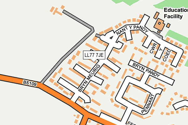 LL77 7JE map - OS OpenMap – Local (Ordnance Survey)