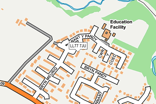 LL77 7JU map - OS OpenMap – Local (Ordnance Survey)