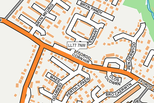 LL77 7NW map - OS OpenMap – Local (Ordnance Survey)