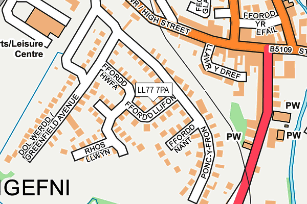 LL77 7PA map - OS OpenMap – Local (Ordnance Survey)