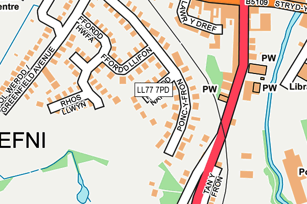 LL77 7PD map - OS OpenMap – Local (Ordnance Survey)