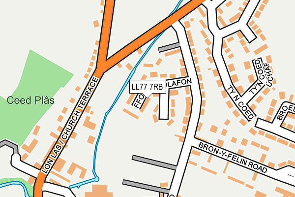 LL77 7RB map - OS OpenMap – Local (Ordnance Survey)