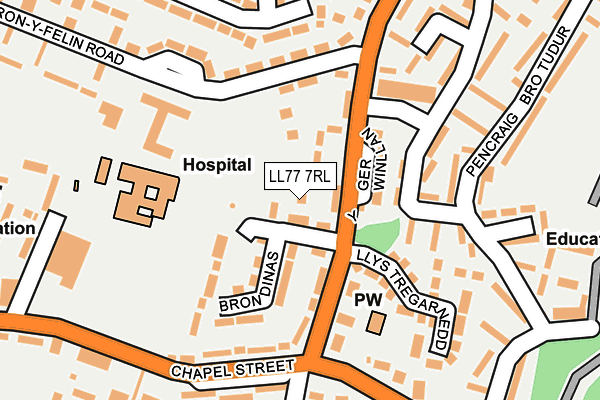 LL77 7RL map - OS OpenMap – Local (Ordnance Survey)