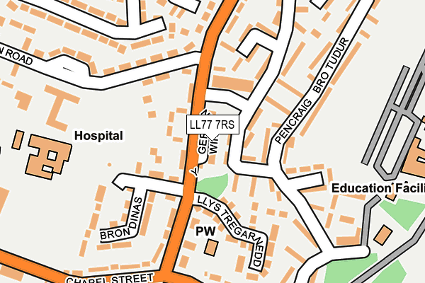 LL77 7RS map - OS OpenMap – Local (Ordnance Survey)