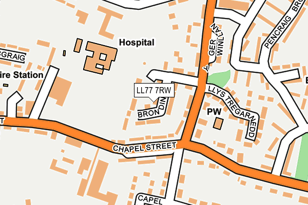 LL77 7RW map - OS OpenMap – Local (Ordnance Survey)