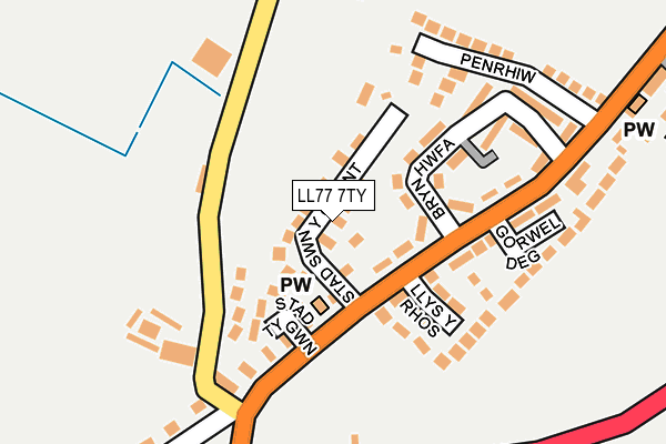 LL77 7TY map - OS OpenMap – Local (Ordnance Survey)