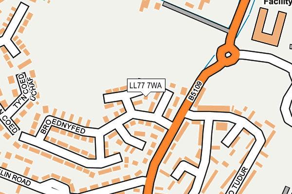 LL77 7WA map - OS OpenMap – Local (Ordnance Survey)