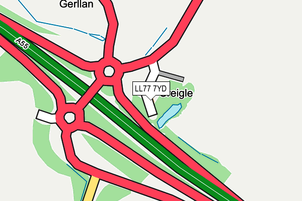 LL77 7YD map - OS OpenMap – Local (Ordnance Survey)