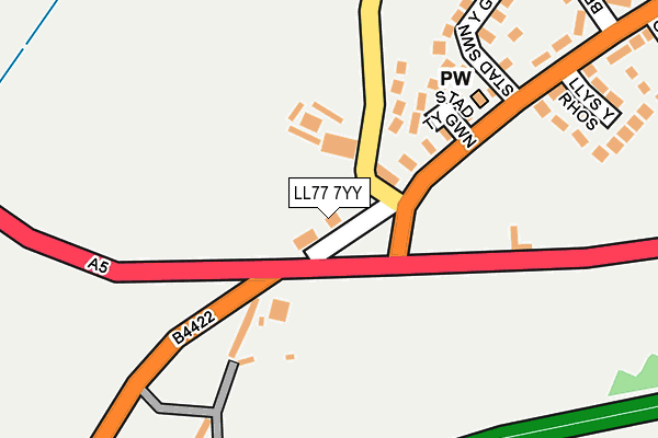 LL77 7YY map - OS OpenMap – Local (Ordnance Survey)