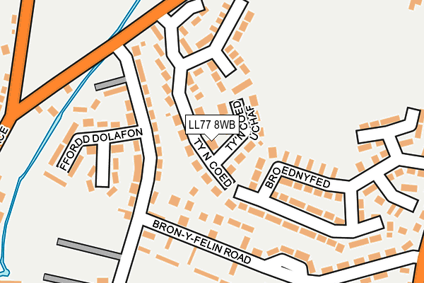 LL77 8WB map - OS OpenMap – Local (Ordnance Survey)