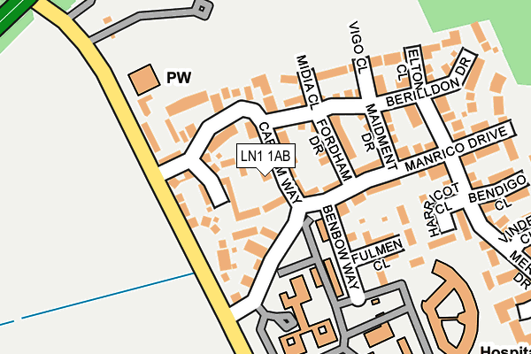 LN1 1AB map - OS OpenMap – Local (Ordnance Survey)