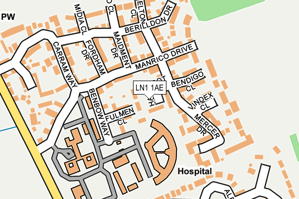 LN1 1AE map - OS OpenMap – Local (Ordnance Survey)