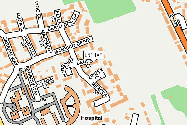LN1 1AF map - OS OpenMap – Local (Ordnance Survey)