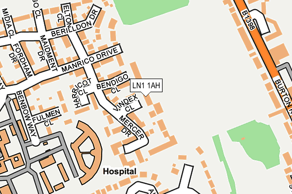 LN1 1AH map - OS OpenMap – Local (Ordnance Survey)