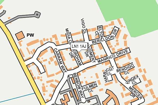 LN1 1AJ map - OS OpenMap – Local (Ordnance Survey)