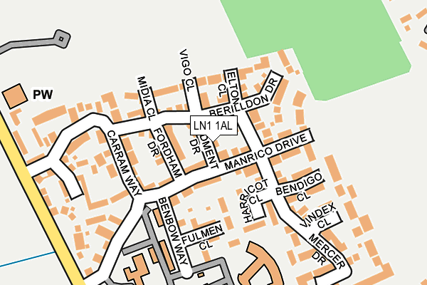 LN1 1AL map - OS OpenMap – Local (Ordnance Survey)