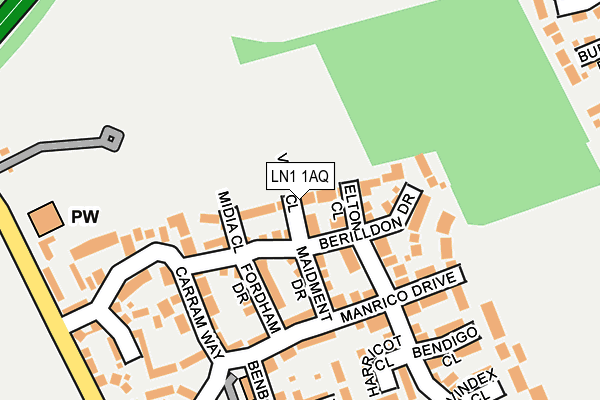 LN1 1AQ map - OS OpenMap – Local (Ordnance Survey)