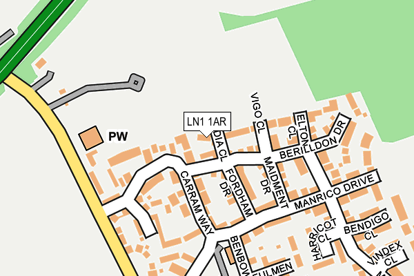 LN1 1AR map - OS OpenMap – Local (Ordnance Survey)