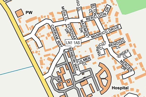 LN1 1AS map - OS OpenMap – Local (Ordnance Survey)