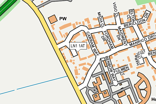 LN1 1AT map - OS OpenMap – Local (Ordnance Survey)