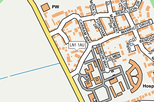 LN1 1AU map - OS OpenMap – Local (Ordnance Survey)