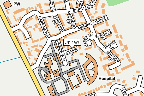 LN1 1AW map - OS OpenMap – Local (Ordnance Survey)