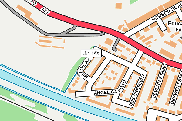 LN1 1AX map - OS OpenMap – Local (Ordnance Survey)
