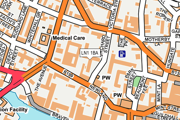 LN1 1BA map - OS OpenMap – Local (Ordnance Survey)