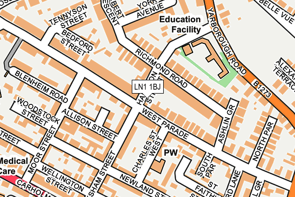 LN1 1BJ map - OS OpenMap – Local (Ordnance Survey)