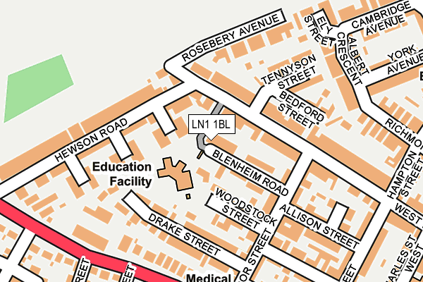 LN1 1BL map - OS OpenMap – Local (Ordnance Survey)