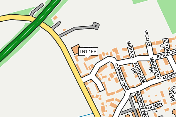 LN1 1EP map - OS OpenMap – Local (Ordnance Survey)