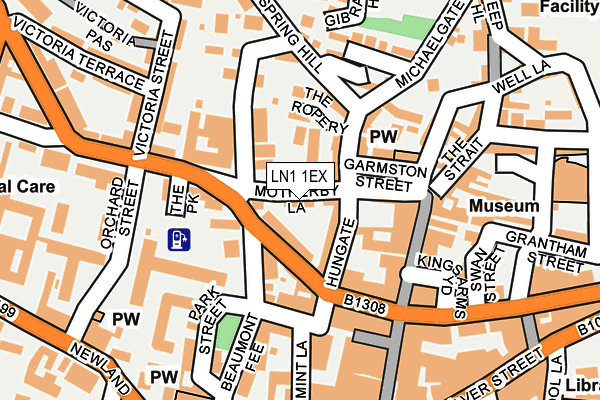 LN1 1EX map - OS OpenMap – Local (Ordnance Survey)