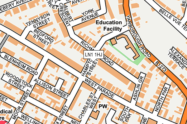 LN1 1HJ map - OS OpenMap – Local (Ordnance Survey)