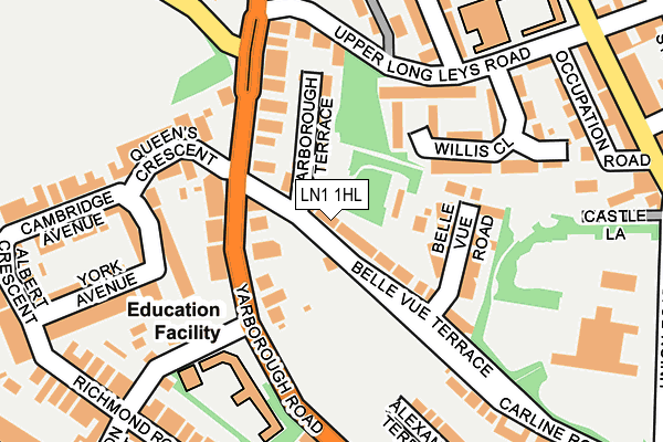 LN1 1HL map - OS OpenMap – Local (Ordnance Survey)