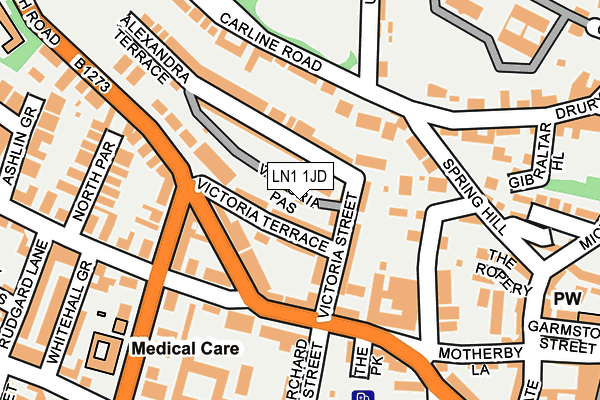 LN1 1JD map - OS OpenMap – Local (Ordnance Survey)