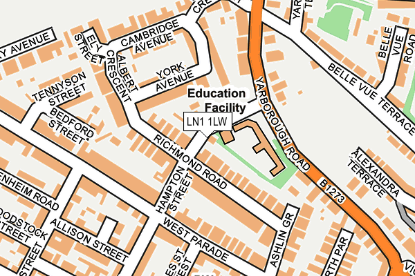 LN1 1LW map - OS OpenMap – Local (Ordnance Survey)