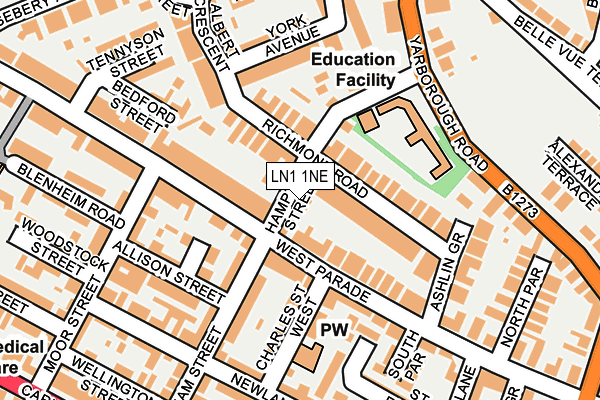 LN1 1NE map - OS OpenMap – Local (Ordnance Survey)