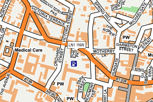 LN1 1NW map - OS OpenMap – Local (Ordnance Survey)