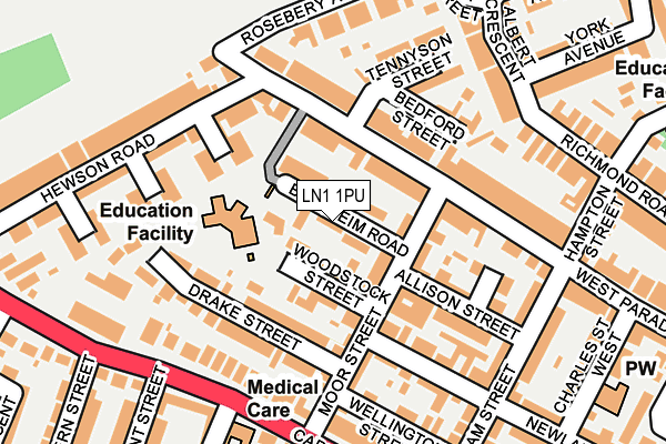 LN1 1PU map - OS OpenMap – Local (Ordnance Survey)