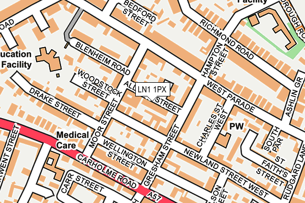 LN1 1PX map - OS OpenMap – Local (Ordnance Survey)