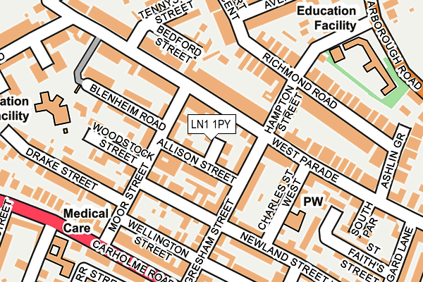 LN1 1PY map - OS OpenMap – Local (Ordnance Survey)