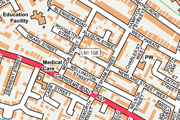 LN1 1QE map - OS OpenMap – Local (Ordnance Survey)